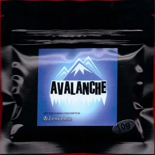 Avalanche Herbal Incense product packaging with botanical design